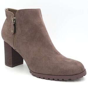 Style & Co Women Block Heel Ankle Booties Idee Size US 9.5M Brown Faux Suede